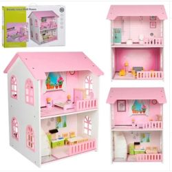 Дървена двуетажна къща за кукли, 083666