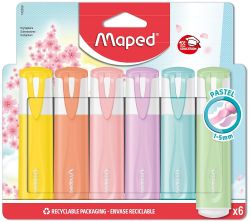 Maped Комплект текст маркери Fluo Peps Pastel, 6 цвята