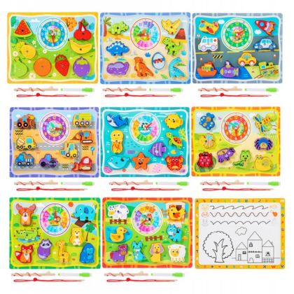 Дървен пъзел магнитен часовник, 082475