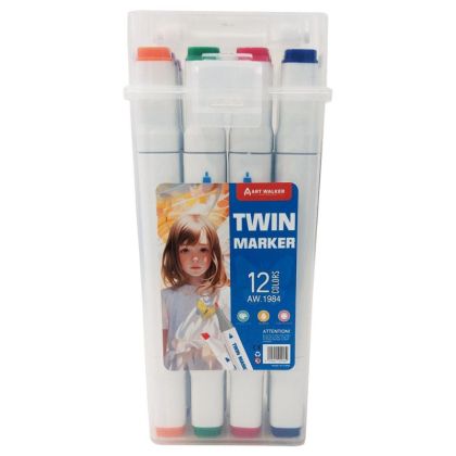 Art Walker Комплект алкохолни маркери двувърхи 12 цвята