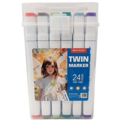 Art Walker Комплект алкохолни маркери двувърхи 24 цвята