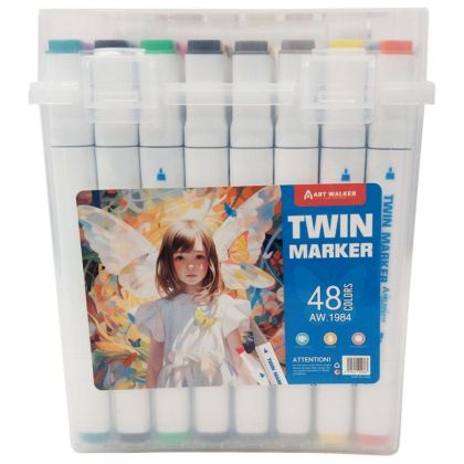 Art Walker Комплект алкохолни маркери двувърхи 48 цвята