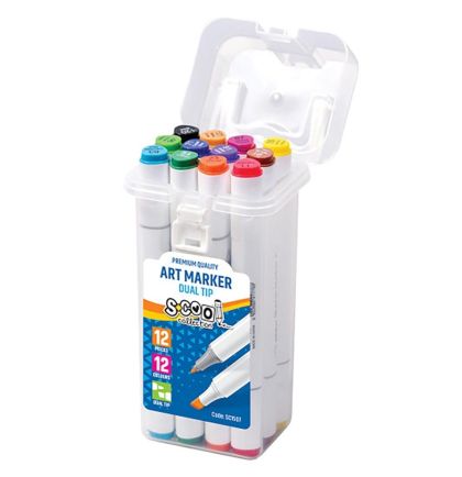 Art Marker Комплект алкохолни маркери двувърхи 12 цвята