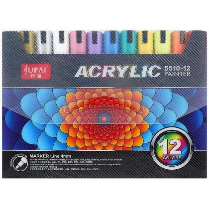 Jupai Комплект акрилни маркери 12 цвята