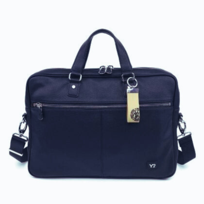 YNot Кожена чанта за документи - тъмносиня, 32074