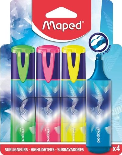 Maped Комплект текст маркери Fluo Arctic, 4 цвята