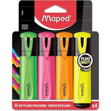 Maped Комплект текст маркери Fluo Peps, 4 цвята