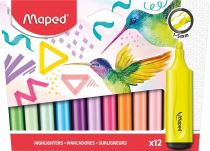 Maped Комплект текст маркери Fluo Peps, 12 цвята