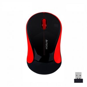 A4TECH оптична мишка безжична, черно с червено