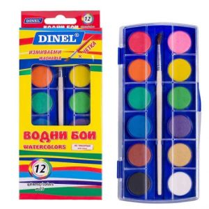 Dinel акварелни бои 12 цвята Ф23, 146101