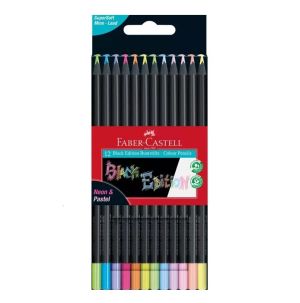 Цветни моливи Faber-Castell Black Edition Neon + Pastel 12 цвята