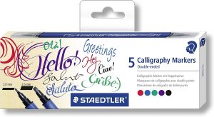 Staedtler Комплект маркери за калиграфия 5 цвята двувърхи, 3002
