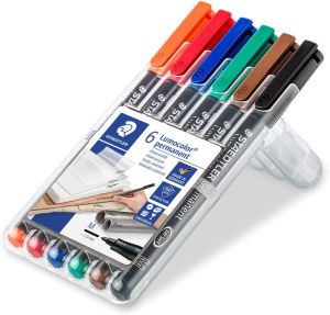 Staedtler Комплект перманентни маркери Lumocolor OHP M 317, 6 цвята в кутия 