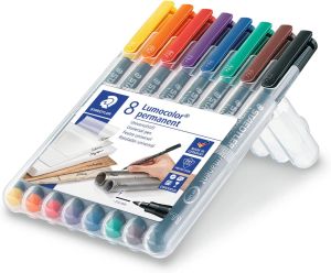 Staedtler Комплект перманентни маркери Lumocolor OHP F 318, 8 цвята в кутия 