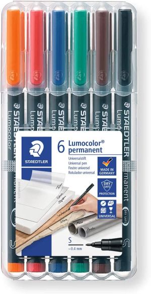 Staedtler Комплект перманентни маркери Lumocolor OHP S 313, 6 цвята в кутия 