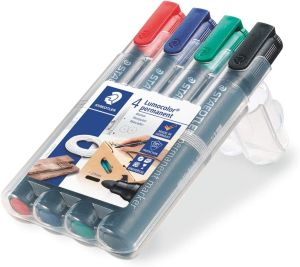 Staedtler Комплект перманентни маркери Lumocolor обли 352, 4 цвята в кутия 