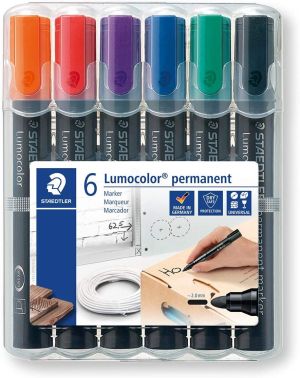 Staedtler Комплект перманентни маркери Lumocolor обли 352, 6 цвята в кутия 