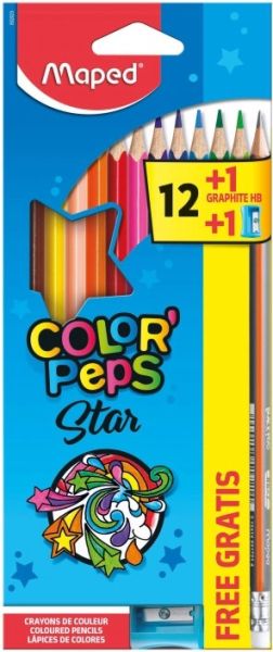 Цветни моливи Maped Color Peps 12 цвята + 1 чернографитен