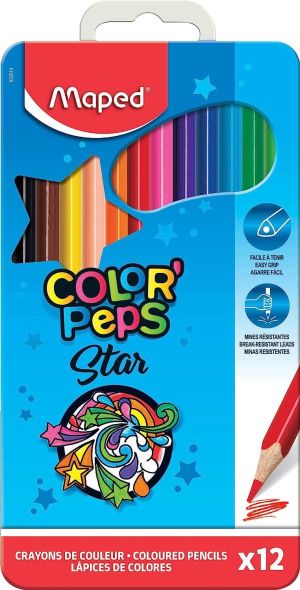 Цветни моливи Maped Color Peps 12 цвята в метална кутия
