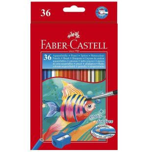 Акварелни моливи Faber-Castell 36 цвята + четка