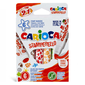 Флумастери с печати Carioca 6 цвята