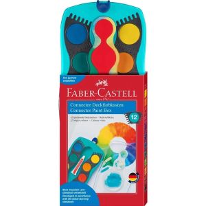 Акварелни бои Faber-Castell Connector 12 цвята, тюркоаз