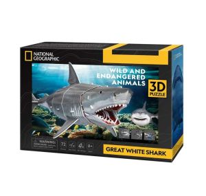 Cubic Fun 3D Пъзел National Geographic Голяма бяла акула 72 части, DS1098h