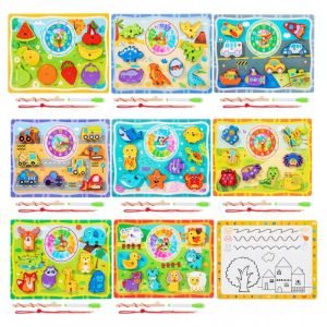 Дървен пъзел магнитен часовник, 082475