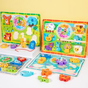 Дървен пъзел магнитен часовник, 082475