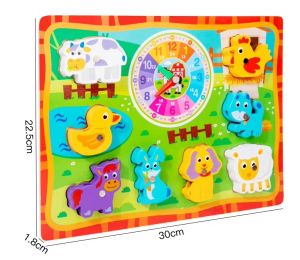 Дървен пъзел магнитен часовник, 082475