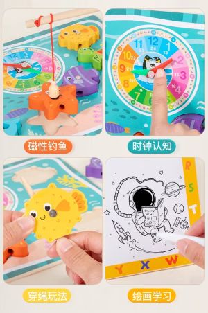 Дървен пъзел магнитен часовник, 082475