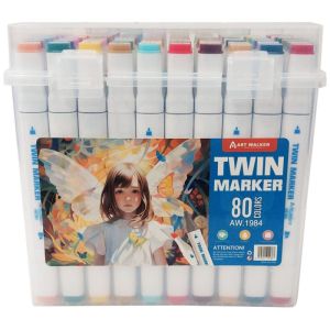 Art Walker Комплект алкохолни маркери двувърхи 80 цвята