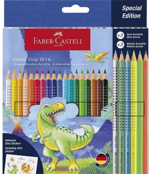 Faber-Castell Цветни моливи Динозавър 18+6 цвята