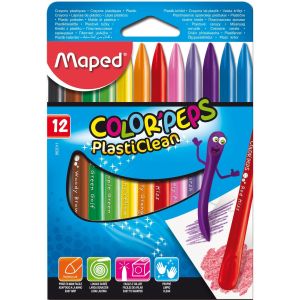 Восъчни пастели Maped Color Peps Plasticlean 12 цвята 