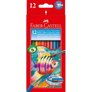 Акварелни моливи Faber-Castell 12 цвята + четка 