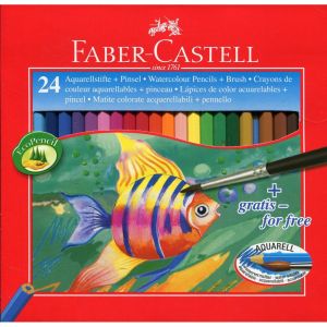 Акварелни моливи Faber-Castell 24 цвята + четка