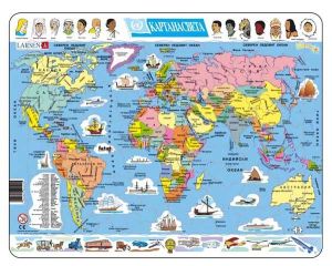Larsen Maxi пъзел Карта на света, 107 части 