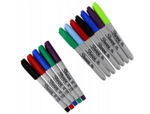 Sharpie к-т перманентни маркери 12 цвята + 6 етикета, 2079808