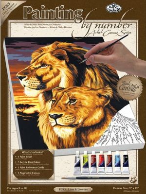Royal оцветяване по номера върху платно Лъвове, PCS3