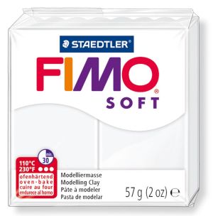 Fimo полимерна глина Soft 8020, Бял №0